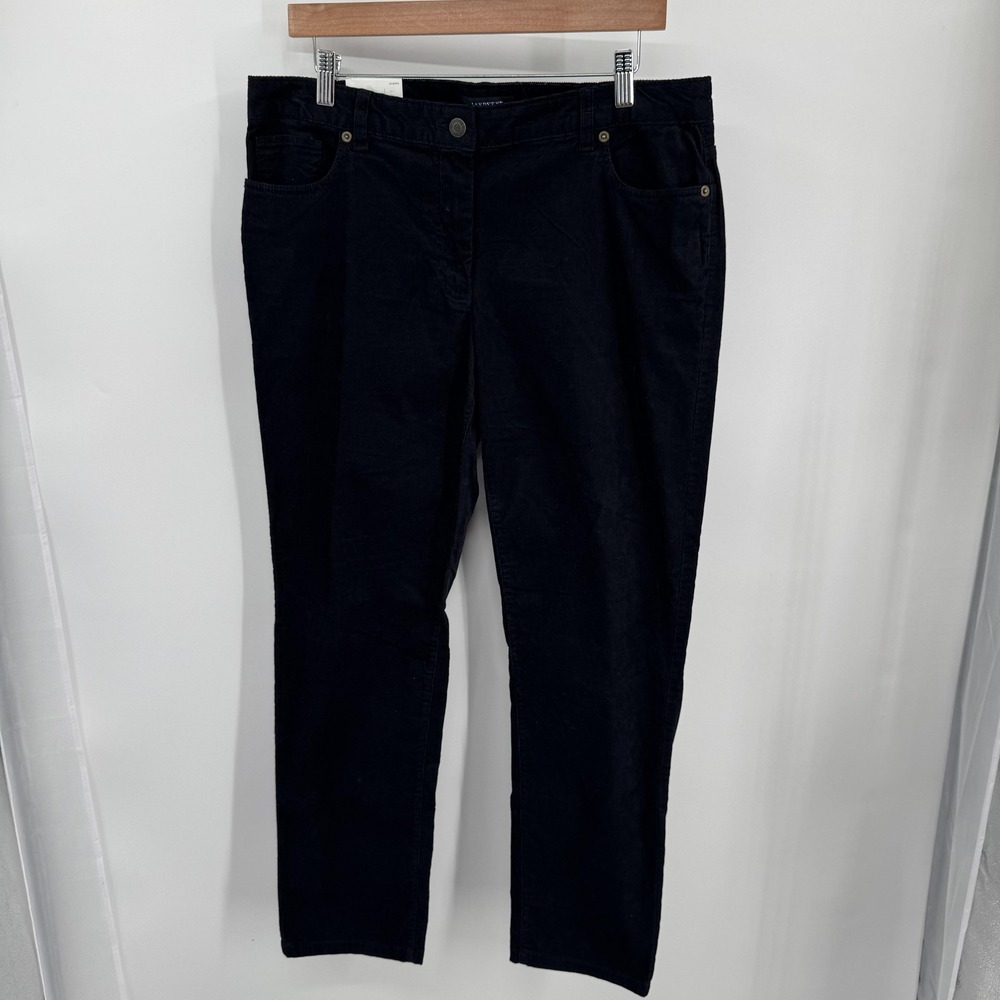 Lands' End Pants Womens 12 Black Corduroy Fit 1‎ Natural Waist Stretch 5-Pocket